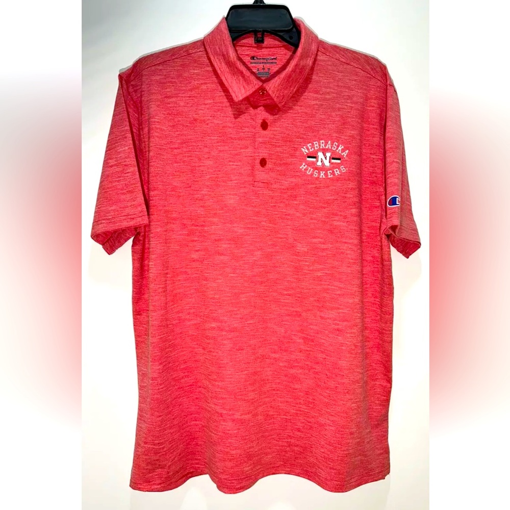 University Of Nebraska Cornhuskers Licensed Men’s Red Champion Polo Size L - NWT